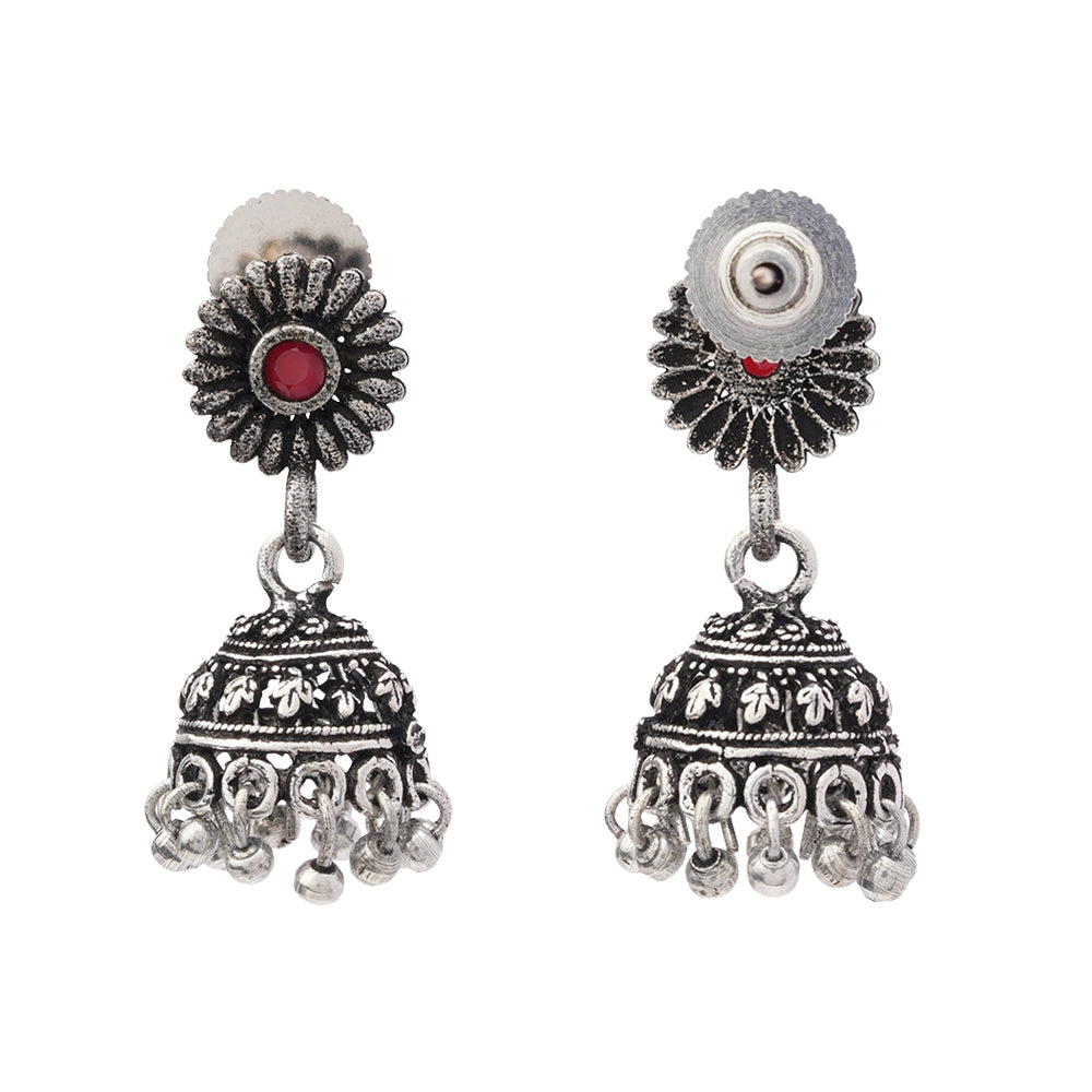 Garden gorgeousness Jhumki arrings (Red)