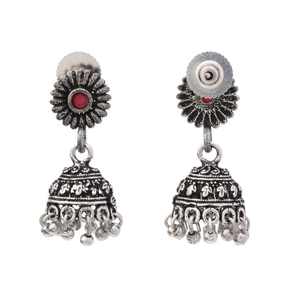 Garden gorgeousness Jhumki arrings (Red)