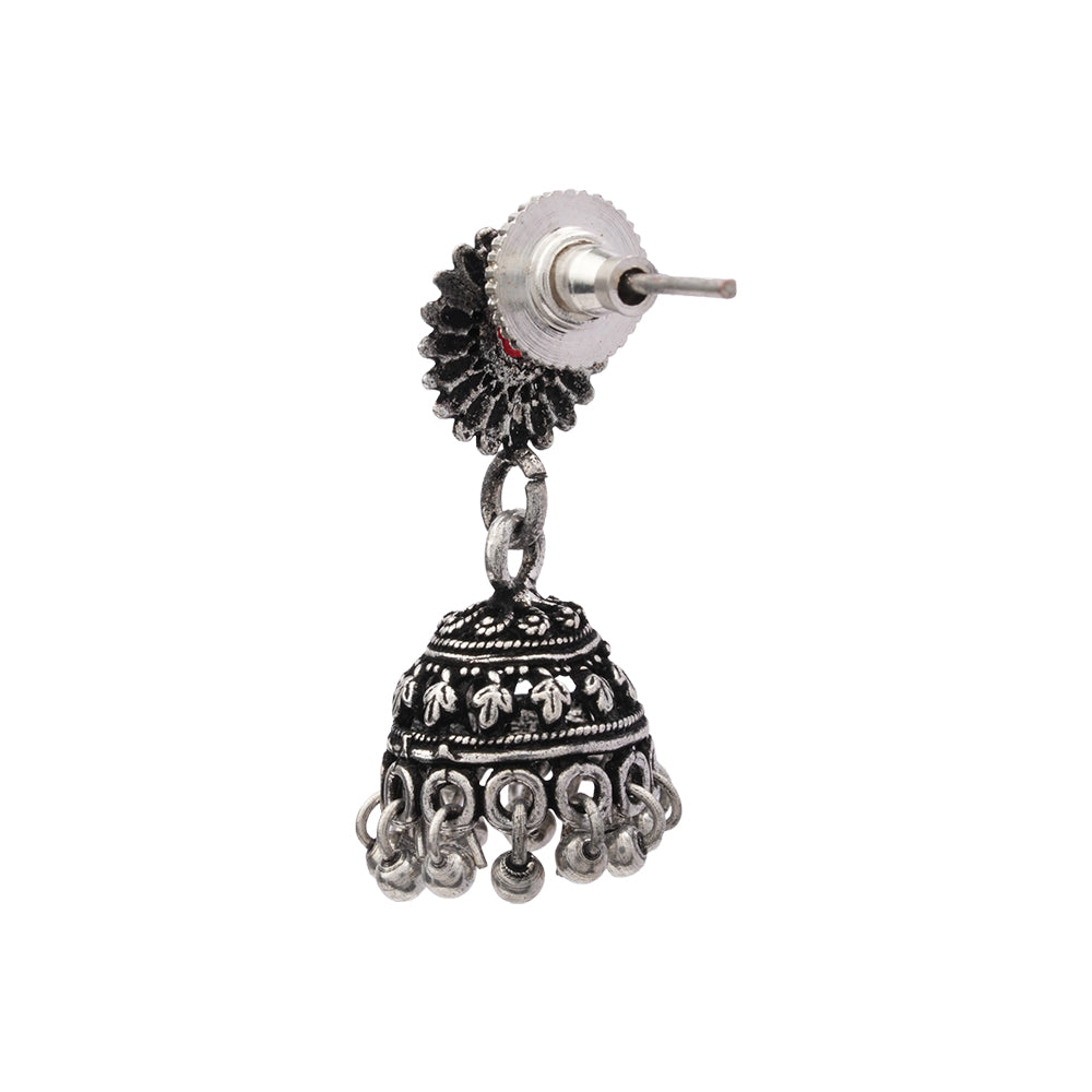 Garden gorgeousness Jhumki arrings (Red)