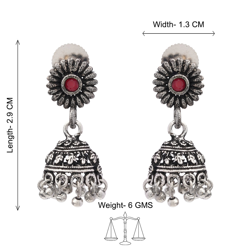 Garden gorgeousness Jhumki arrings (Red)