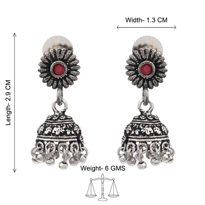 Garden gorgeousness Jhumki arrings (Red)