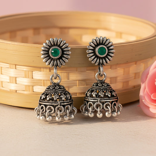 Garden gorgeousness Jhumki arrings (Green)