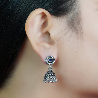 Garden gorgeousness Jhumki arrings (Blue)