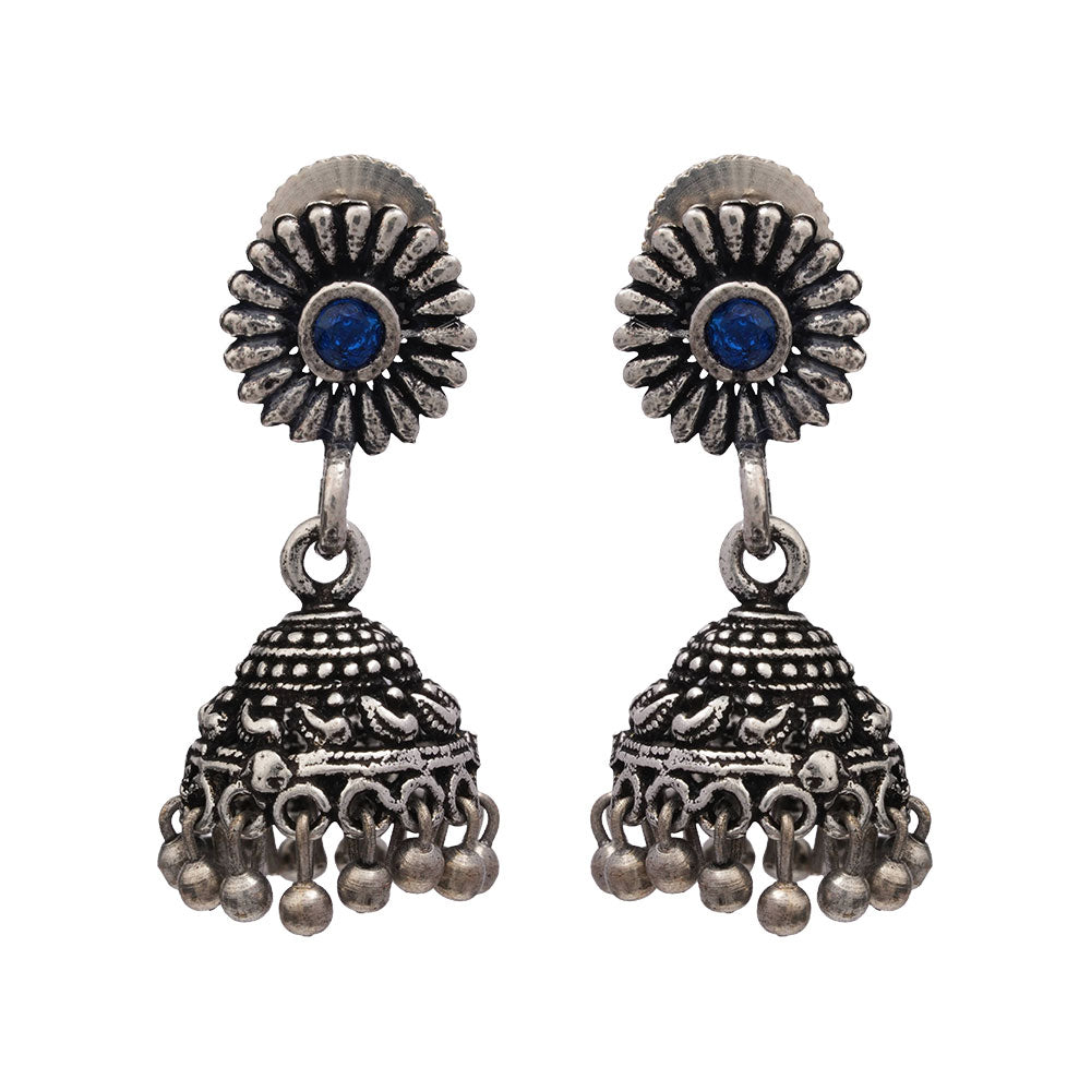 Garden gorgeousness Jhumki arrings (Blue)