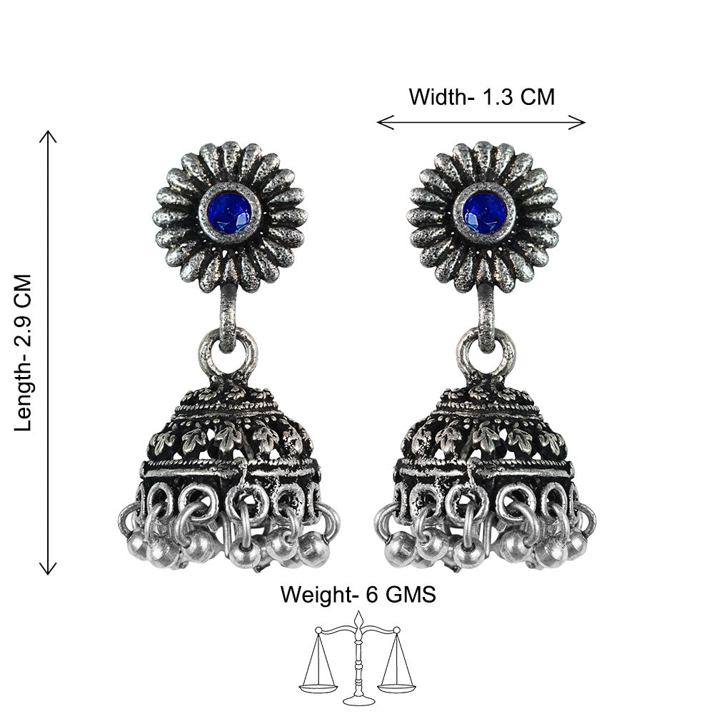 Garden gorgeousness Jhumki arrings (Blue)
