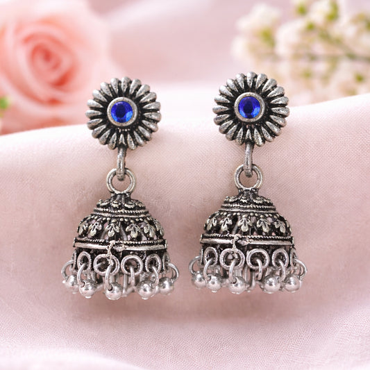 Garden gorgeousness Jhumki arrings (Blue)