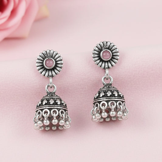 Garden gorgeousness Jhumki arrings (Baby Pink)