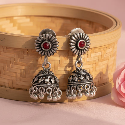 Garden gorgeousness Jhumki arrings (Dark Maroon)