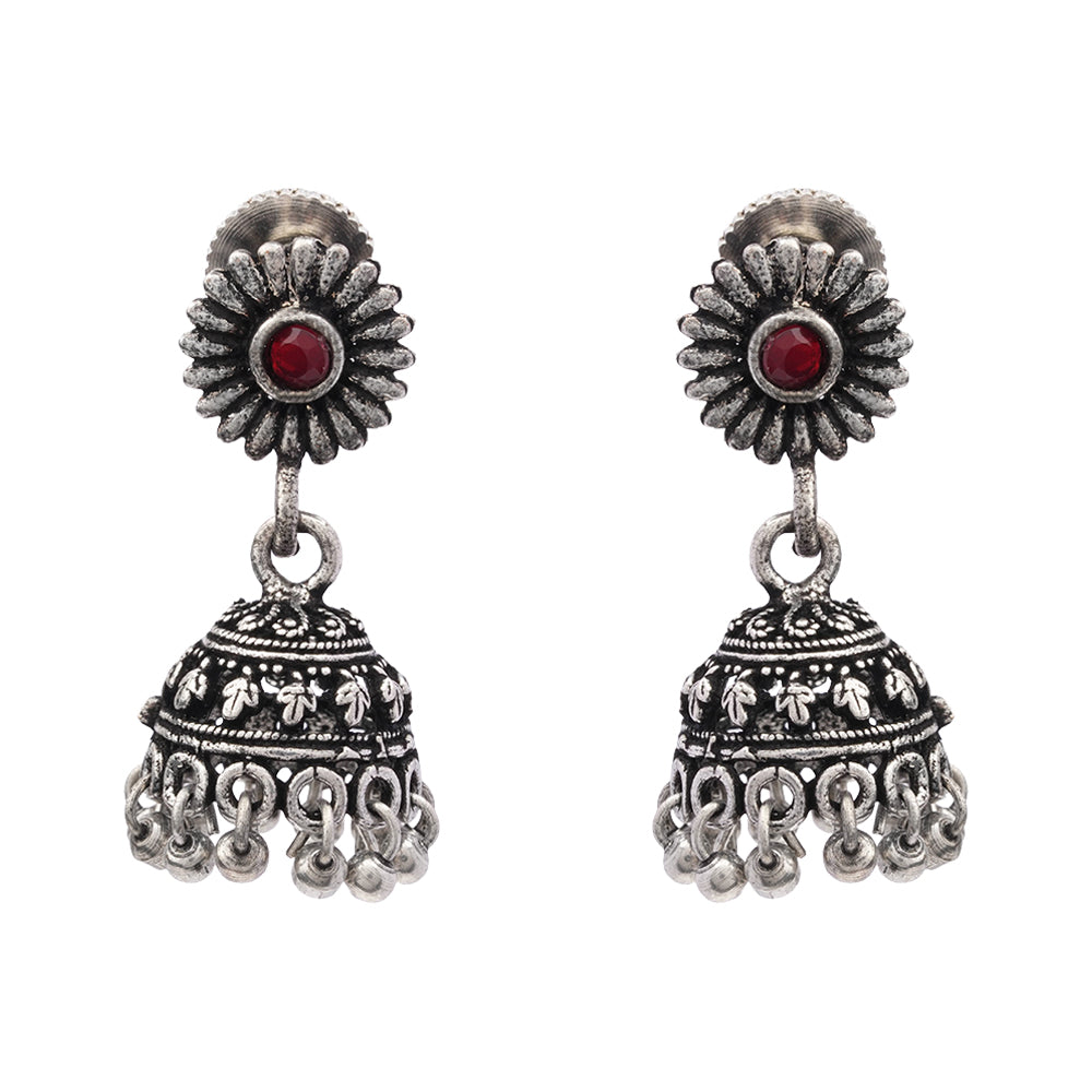 Garden gorgeousness Jhumki arrings (Dark Maroon)