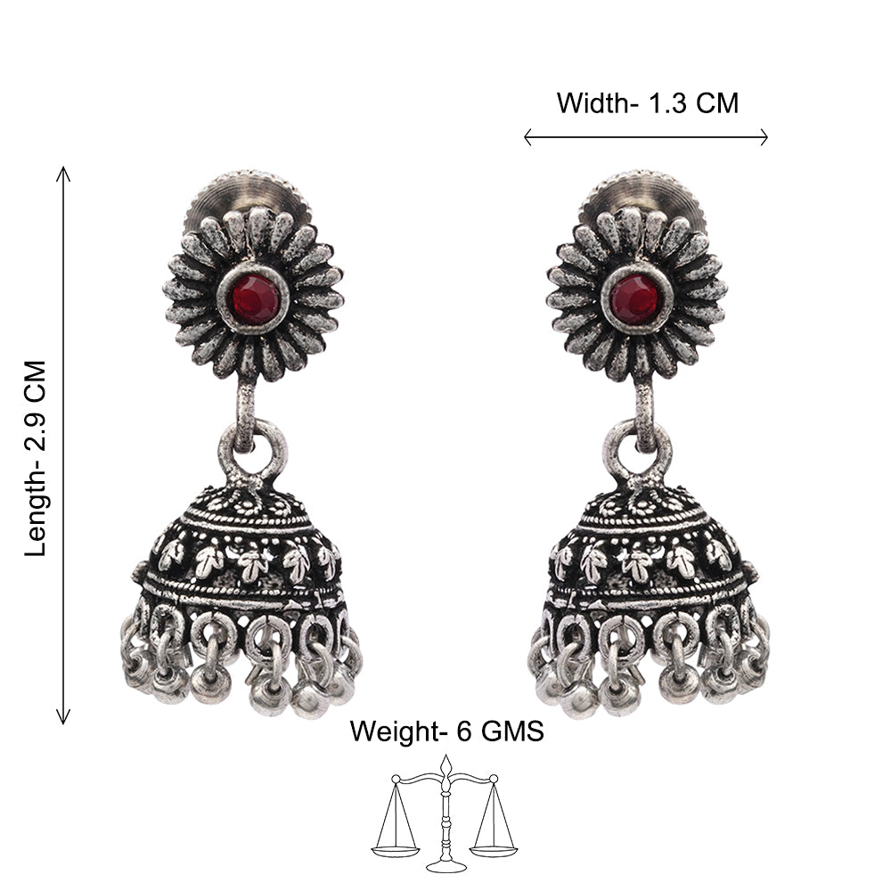 Garden gorgeousness Jhumki arrings (Dark Maroon)