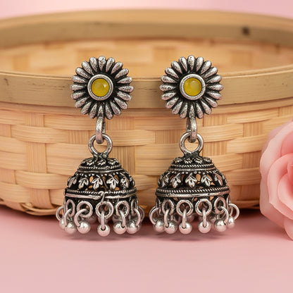 Garden gorgeousness Jhumki arrings (Yellow)