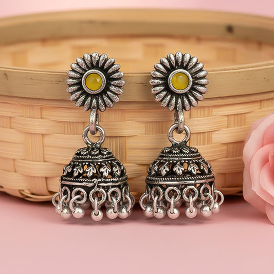 Garden gorgeousness Jhumki arrings (Yellow)