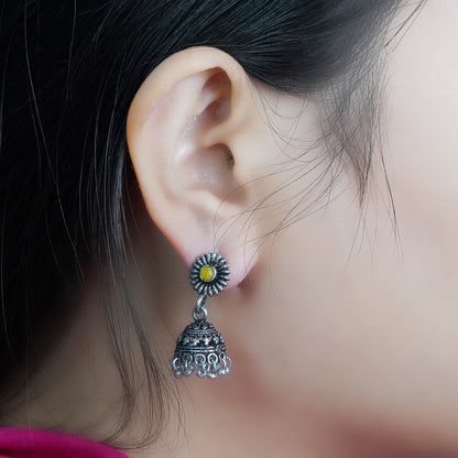 Garden gorgeousness Jhumki arrings (Yellow)