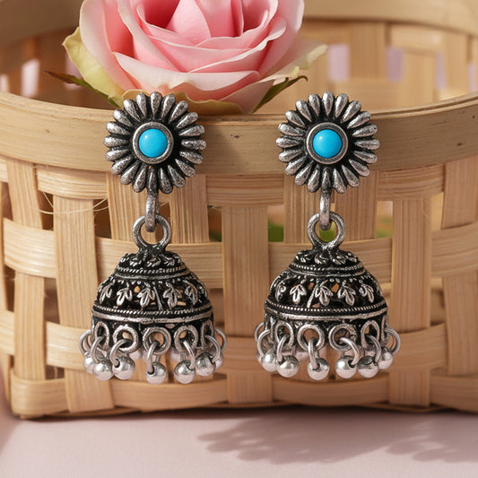 Garden gorgeousness Jhumki arrings (Sky Blue)