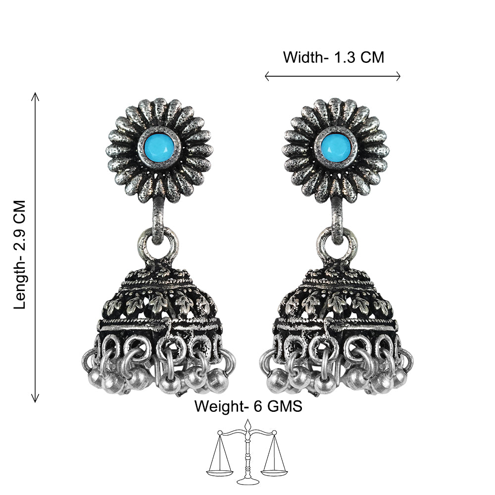 Garden gorgeousness Jhumki arrings (Sky Blue)