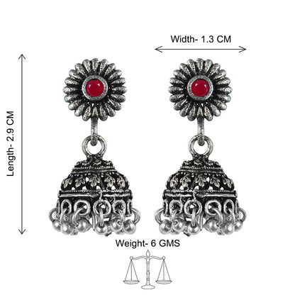Garden gorgeousness Jhumki arrings (Dark Red)