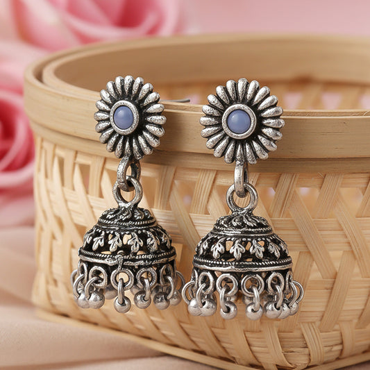 Garden gorgeousness Jhumki arrings (Grey)