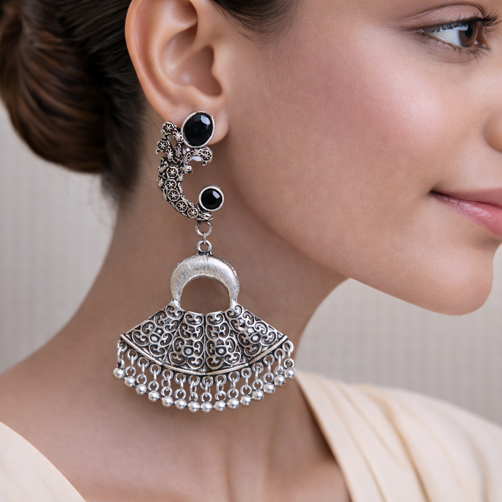 Statement Oxidised Dangler Earrings