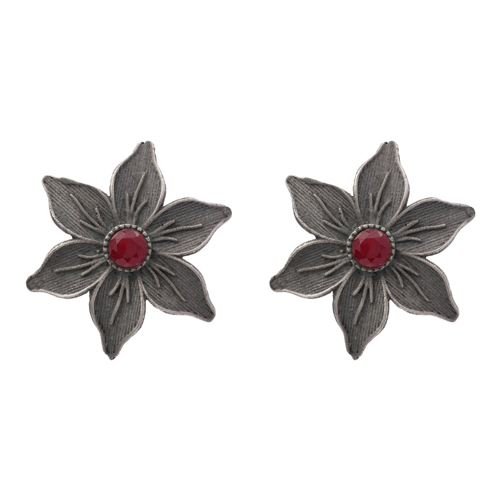 Minima-lily stud earrings (Red)