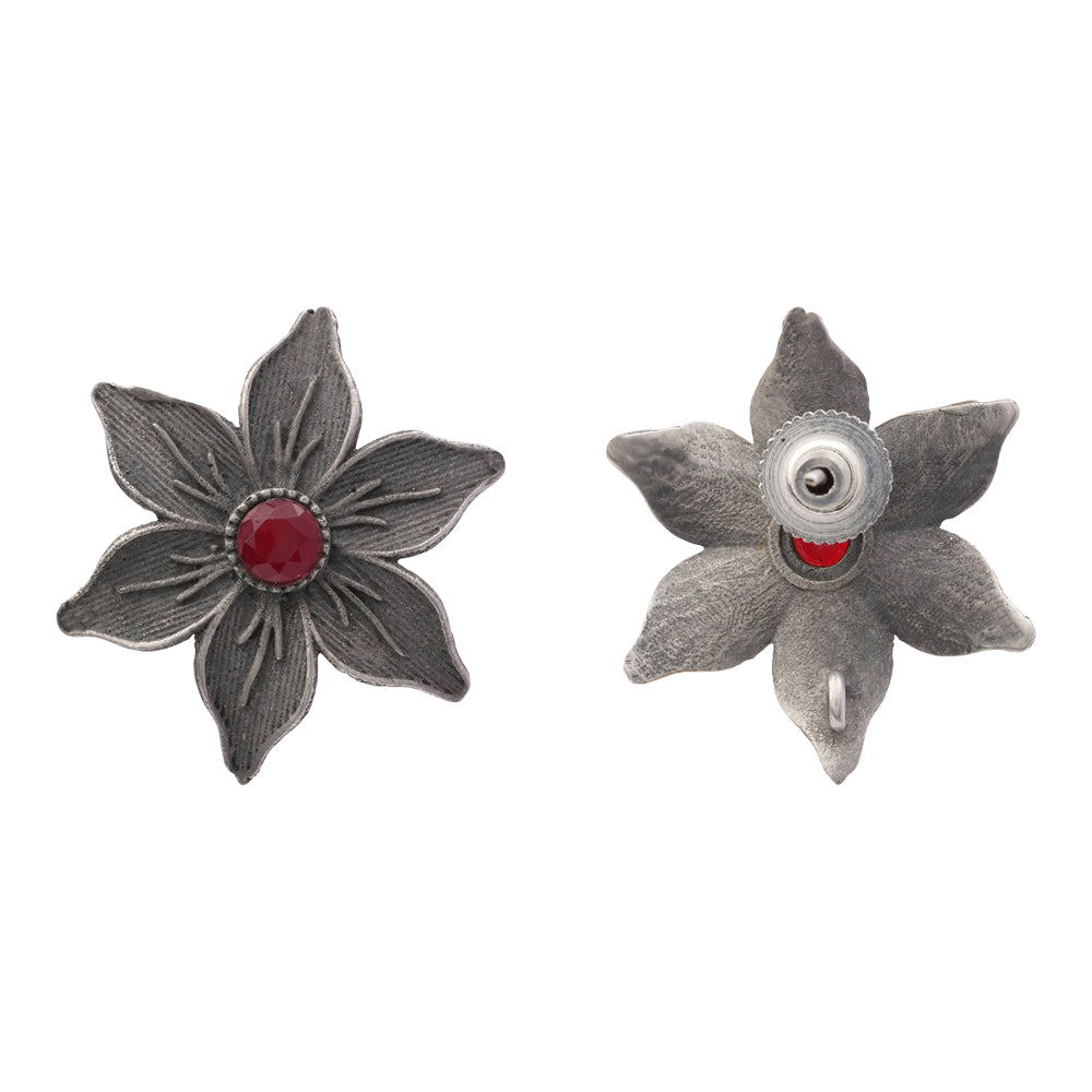 Minima-lily stud earrings (Red)