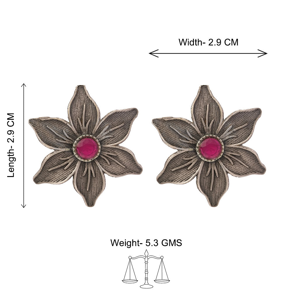 Minima-lily stud earrings (Red)