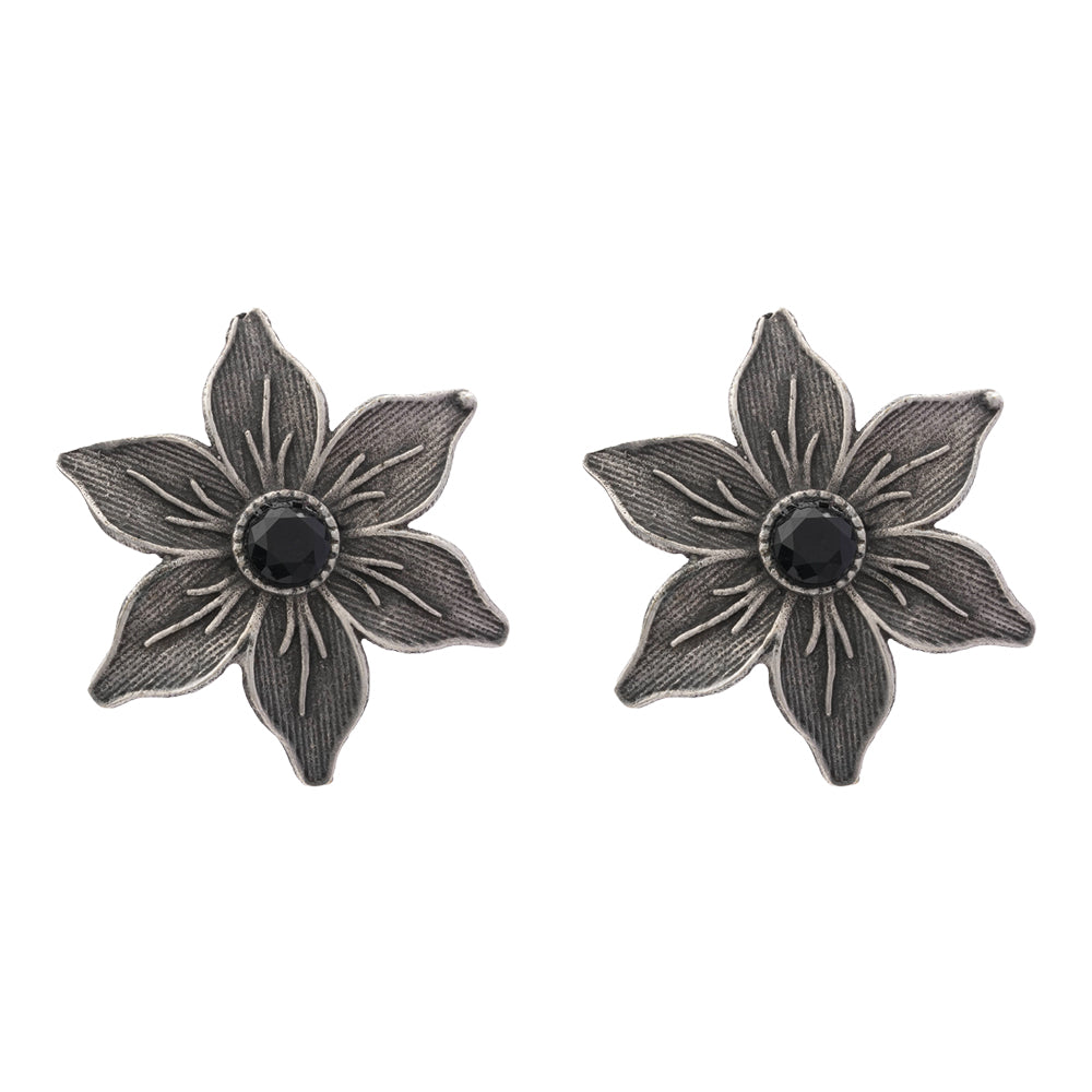 Minima-lily stud earrings (Black)