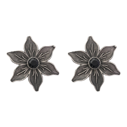 Minima-lily stud earrings (Black)