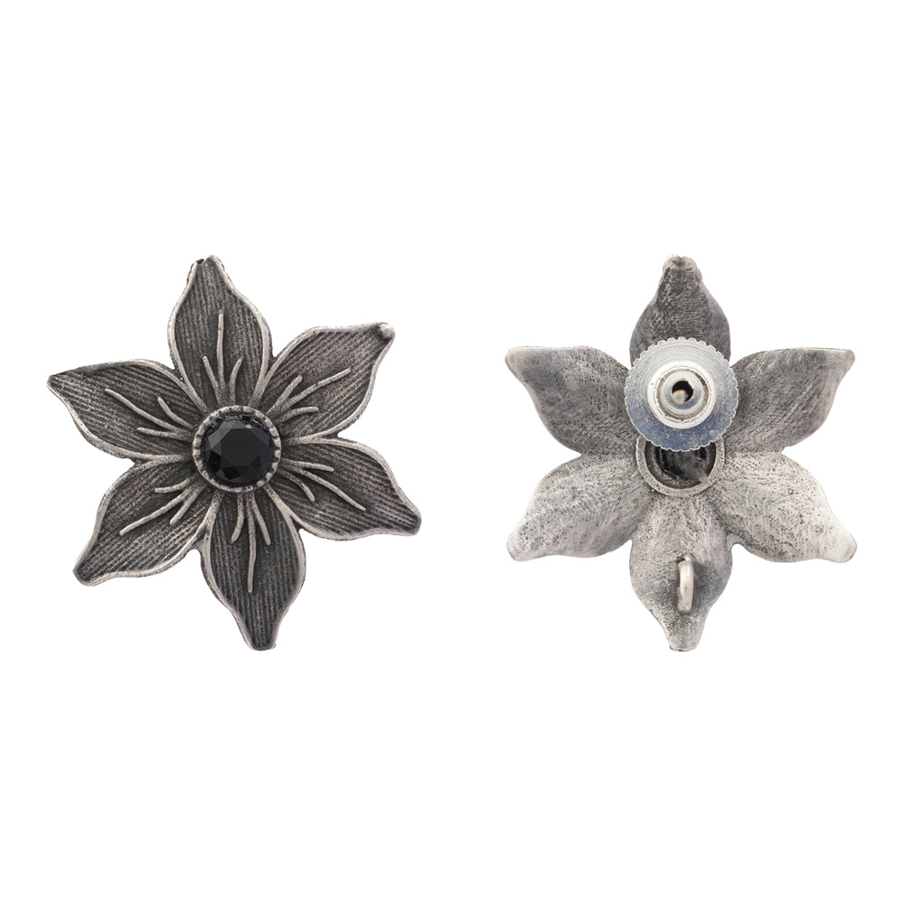 Minima-lily stud earrings (Black)
