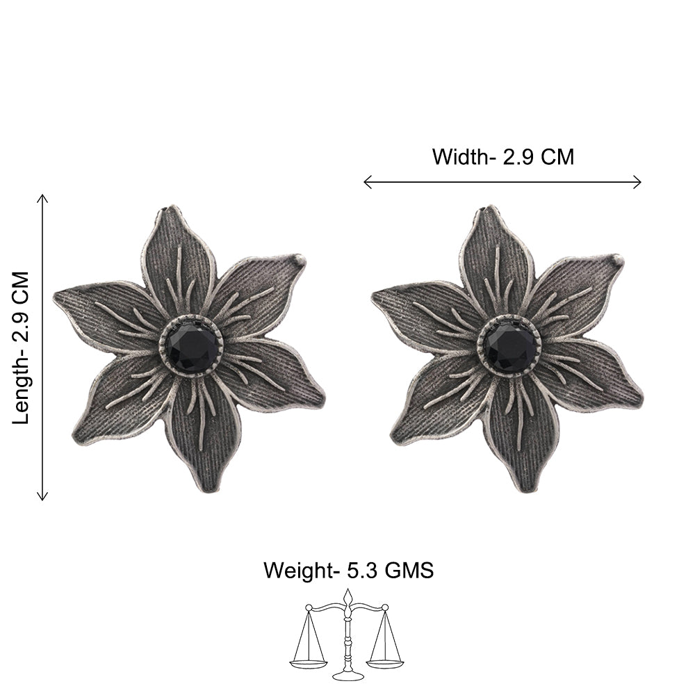Minima-lily stud earrings (Black)