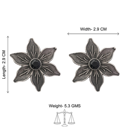 Minima-lily stud earrings (Black)