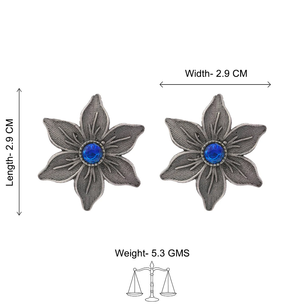 Minima-lily stud earrings (Blue)