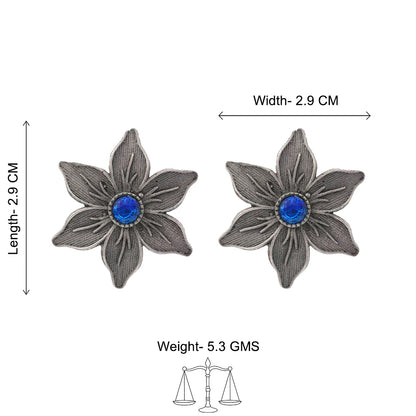 Minima-lily stud earrings (Blue)