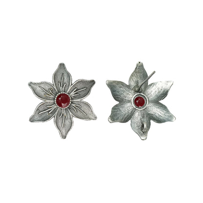 Minima-lily stud earrings (Dark Maroon)