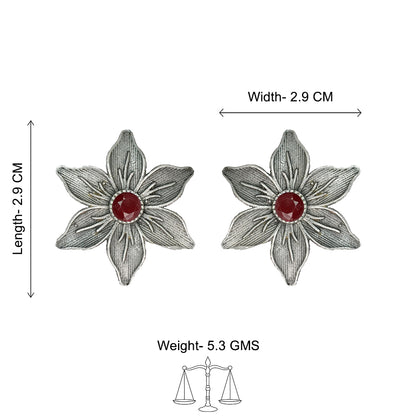 Minima-lily stud earrings (Dark Maroon)