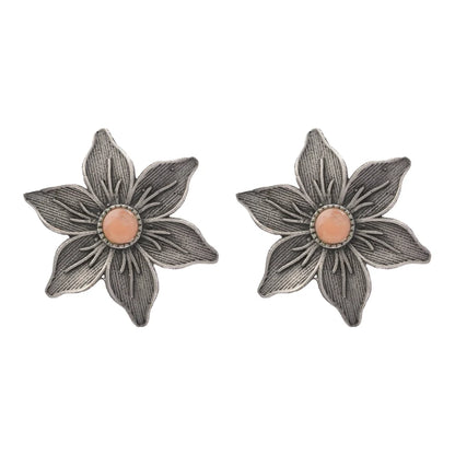 Carved Charm Dangler earrings (White) Minima-lily stud earrings (Light Orange) Combo set