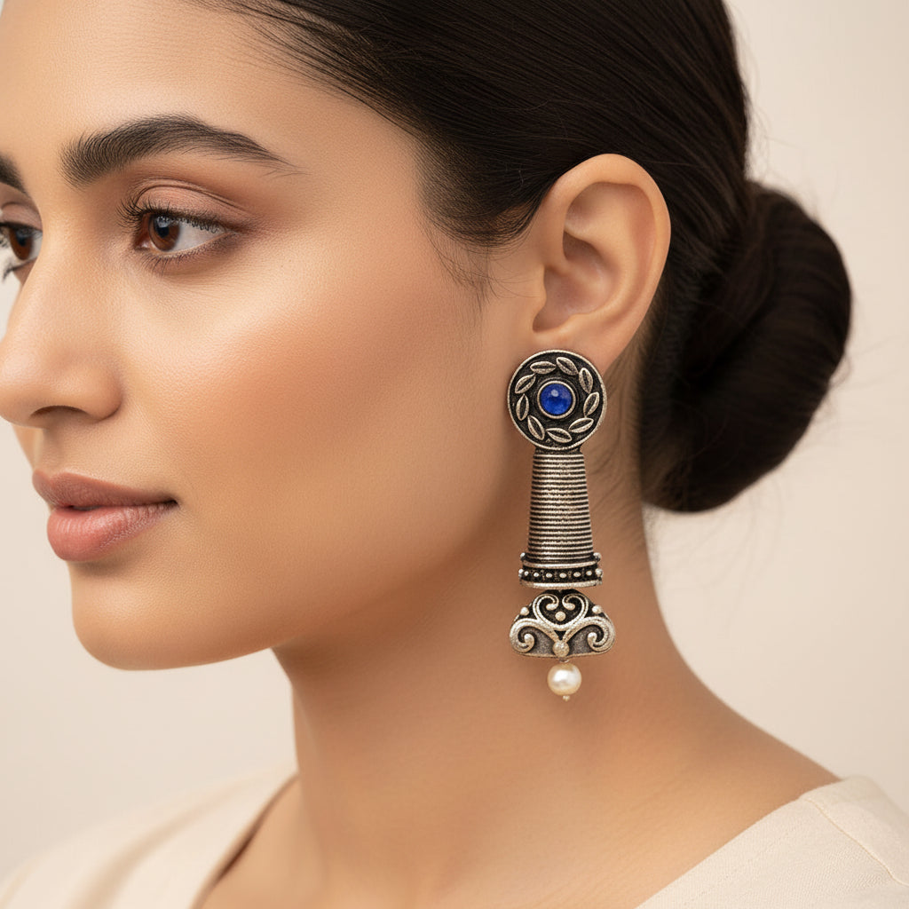 Shahi Trumpet stud earrings (Blue)