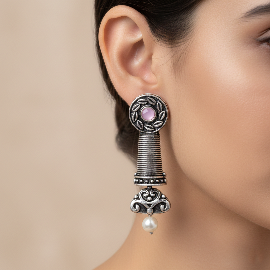 Shahi Trumpet stud earrings (Baby Pink)