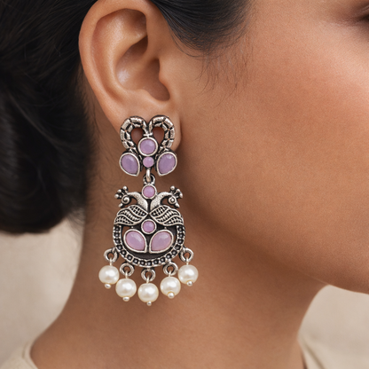 Neelkanth Dangler earrings (Baby Pink)