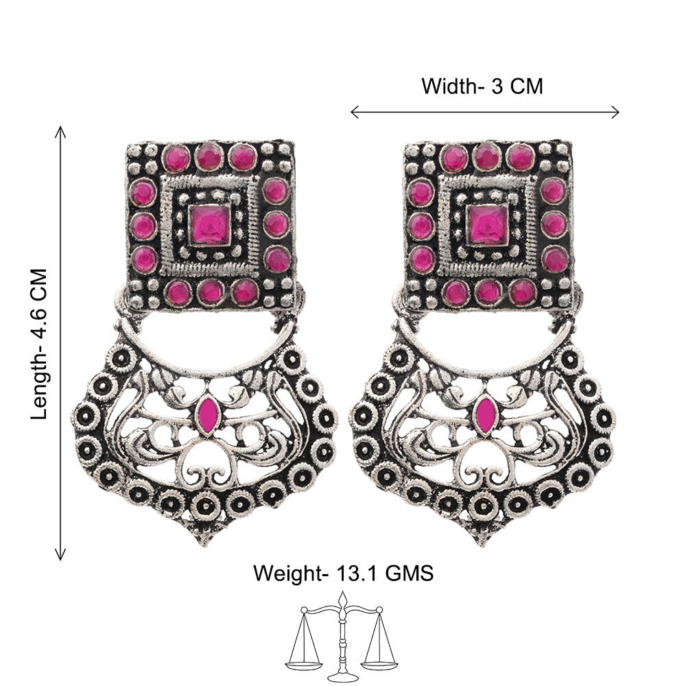 Glitter Grid Dangler Earring (Red)