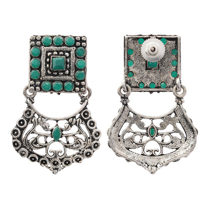Glitter Grid Dangler Earring (Green)