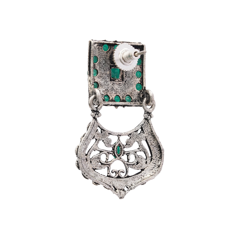 Glitter Grid Dangler Earring (Green)