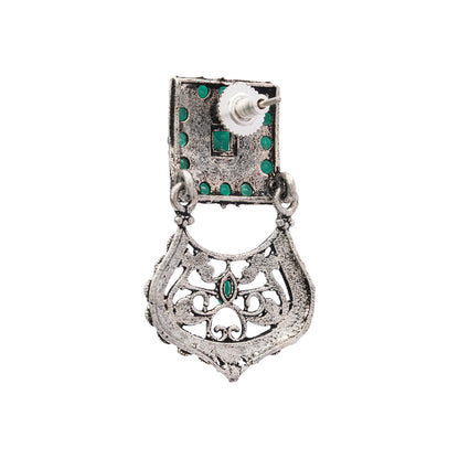 Glitter Grid Dangler Earring (Green)
