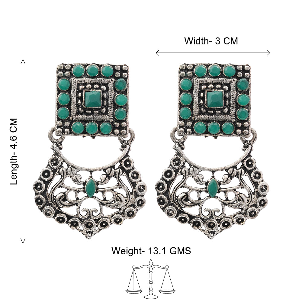 Glitter Grid Dangler Earring (Green)