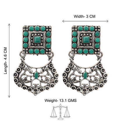 Glitter Grid Dangler Earring (Green)