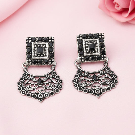 Glitter Grid Dangler Earring (Black)