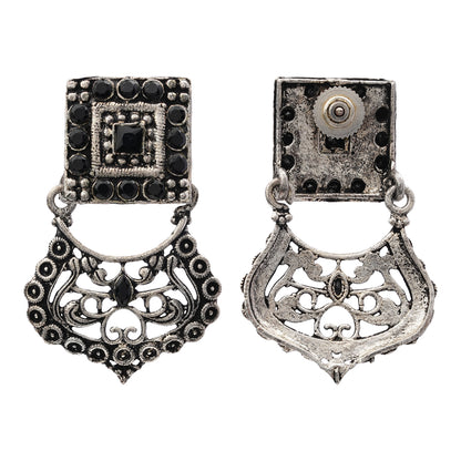 Glitter Grid Dangler Earring (Black)