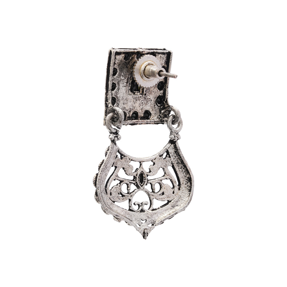 Glitter Grid Dangler Earring (Black)