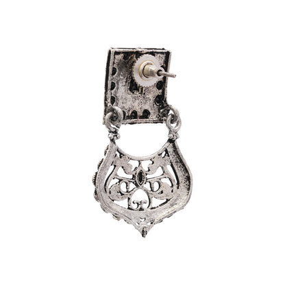 Glitter Grid Dangler Earring (Black)