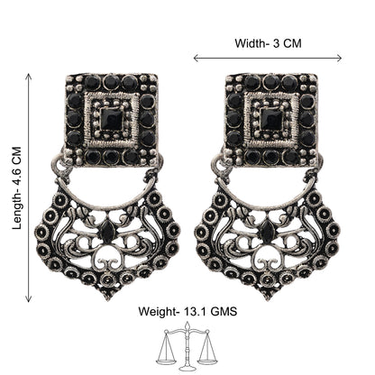 Glitter Grid Dangler Earring (Black)