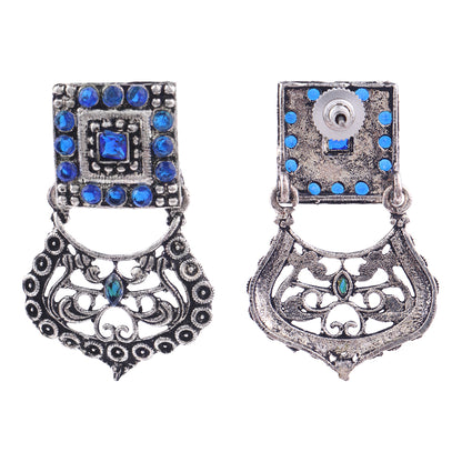 Glitter Grid Dangler Earring (Blue)
